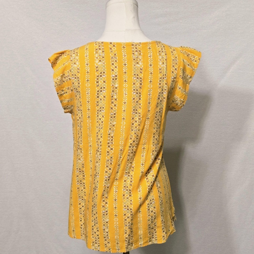 Savanna Jane Blouse Womens Small Yellow Embroidered Boho Tunic Flutter Sleeve - Picture 5 of 11